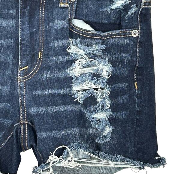 American Eagle 360 Super Stretch Hi-Rise Shortie 4X Denim Jean Shorts Distressed - Picture 5 of 11